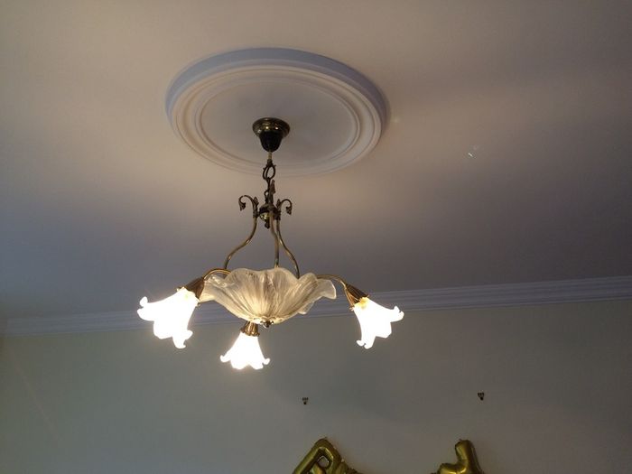 light with 3 or 5 bulbs brass and glass.