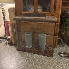 Large bronze candle holder with candles