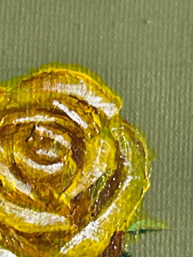 Mini Art - Original Yellow Rose on Canvas