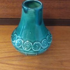 Lovely Vintage Retro 70's Jade Green Ceramic Posy Vase Made by St. Michael's House in Dublin