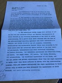 Elvis Memorabilia - Agreement Contract between Elvis, his parents and Col Tom Parker