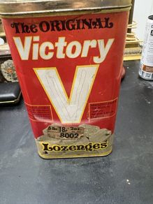 Large Vintage Victory V Lozenges Advertising Tin