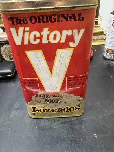 Large Vintage Victory V Lozenges Advertising Tin