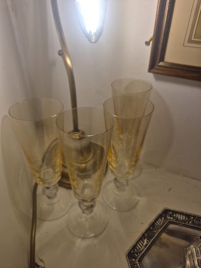 Vintage Mid-Century Crystal Champagne Flutes - Set of 4