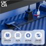 181CM L-Shaped Gaming Desk with RGB LED Lights, Power Outlets, USB Ports, Carbon Fibre Surface, Monitor Stand, Storage Shelf, Cup Holder & Headset Hook Image 4