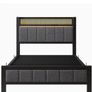 3ft Upholstered Bed Frame with Charging Station/USB Ports and LED Lights Image 7