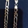 Heavy Solid 925 Silver Figaro Chain & Bracelet Set Image 3
