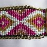 Peyote Bracelet-Geometric Bracelet-Mosaic Bracelet-Miyuki Arm Band-Beaded Cuff-Flat Bracelet Image 3