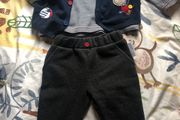 3 piece baby outfit with dog motif 3-6 month