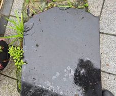 Black marble headstone