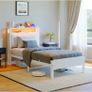 3FT Single Bed Frame with LED Lights and Charging Station Image 6