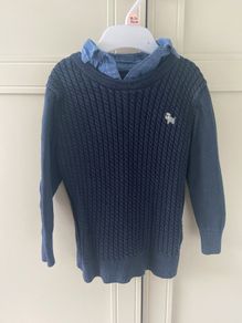 Next navy jumper with faux shirt collar