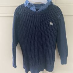 Next navy jumper with faux shirt collar