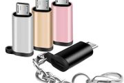 Aluminum Alloy OTG Micro USB (Male) to USB-C (Female) QC 3.0 Charger &amp; Sync Adapter with Keychain (Brand New/Warranty)