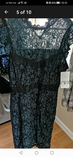 beautiful new zara black and green lace dress