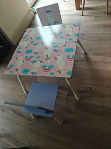 kids table and chairs. Unicorn