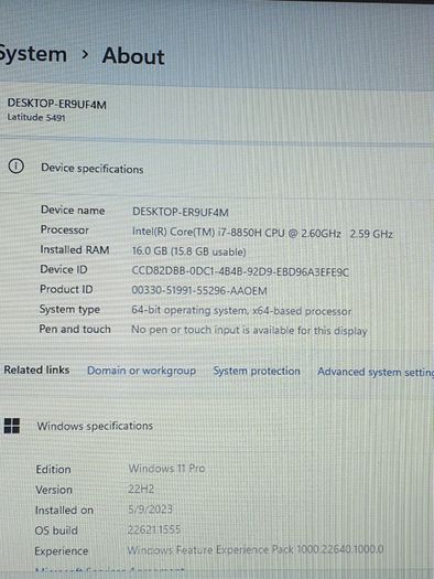 Dell Latitude 5491 14" Core I7-8850u ((8th Gen) 16gb 512gb Ssd Backlit Fhd Ips Windows 11 Pro (sim Card Version)