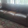 Brown leather sofa suite Image 4
