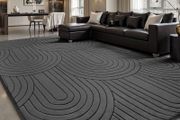 Rugs Living Room 200x300cm,3D Semicircular pattern Grey Area Rugs for Bedroom,Extra Large Rugs for living room,Machine Washable Anti Slip Short Pile Rug for Kids Room Bedroom