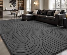 Rugs Living Room 200x300cm,3D Semicircular pattern Grey Area Rugs for Bedroom,Extra Large Rugs for living room,Machine Washable Anti Slip Short Pile Rug for Kids Room Bedroom