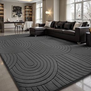 Rugs Living Room 200x300cm,3D Semicircular pattern Grey Area Rugs for Bedroom,Extra Large Rugs for living room,Machine Washable Anti Slip Short Pile Rug for Kids Room Bedroom