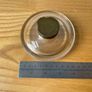 Hand Blown Round Glass Vintage Inkwell with Brass Hinged Collar and Lid c1900 Image 6