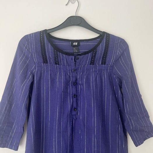 Girls Purple Striped Cotton Dress (12-13Y)
