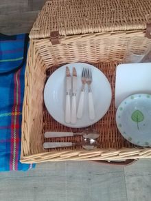 picnic basket with foil blanket