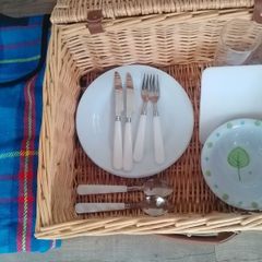 picnic basket with foil blanket