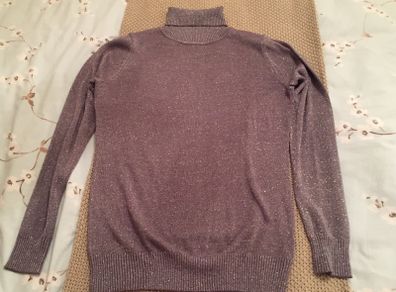 "Joseph A" Metallic Silver Polo Neck size S