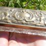Antique Rectangular Glass Trinket Box Pot  Brass Lid 13cm x 4cm H-4cm Image 2