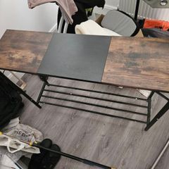 Console Table (Rustic Brown & Black) 107 x 30 x 78cm