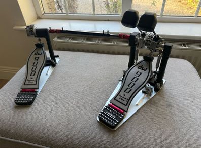 Rare Gen 1 DW 9000 Double Bass Drum Pedal (DW 9002) with Hardcase and Convertible Slave Pedal