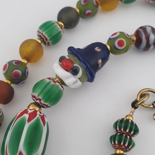 Vintage Venetian African Style Mix Glass Beads Necklace