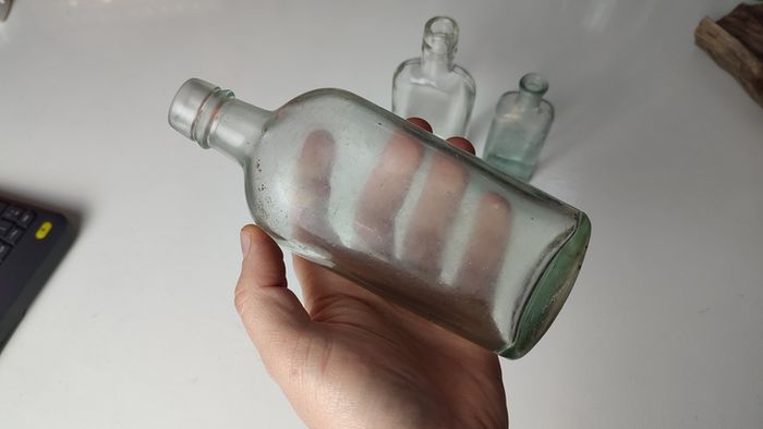 191 - Set of 3 Vintage Cork Top Decorative Collectible Clear Glass Bottles
