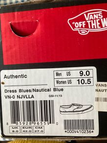 Vans Navy Trainers ( men's US9)  Uk 8 woman's (New)