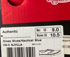 Vans Navy Trainers ( men's US9)  Uk 8 woman's (New)