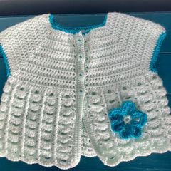 hand made baby girl's sleeveless cardigan 6-9m approx