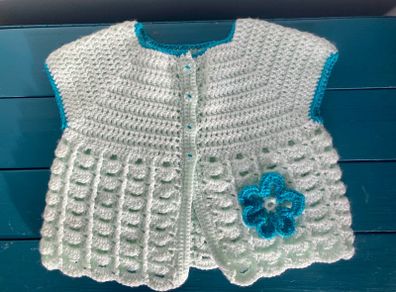 hand made baby girl's sleeveless cardigan 6-9m approx