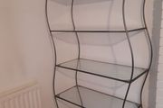 Stainless Steel Cast Iron Shelving Unit with 5 Glass Shelves
