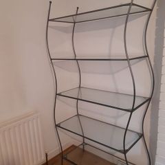 Shelving Unit made with Cast Iron Stainless Steel and Glass Shelves