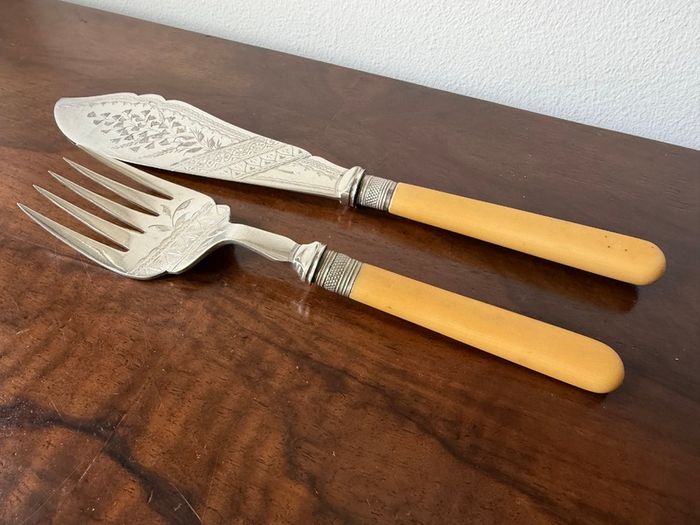 Antique B. Worth & Sons EPNS Fish Serving Knife & Fork