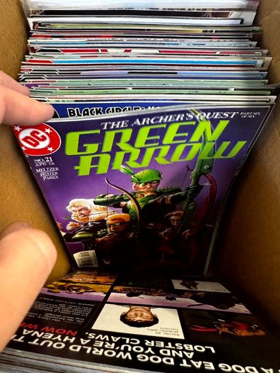 DC, Marvel Long Comic Box w 290 comics for Sale