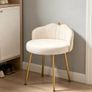 Cream Dressing Table Chair with Gold Legs and Low Back, Small Armless Accent Chair, Modern Comfy Cute Makeup Vanity Stool Chair for Dressing Table, Bedroom, Living Room, Hallway, Velvet Image 2