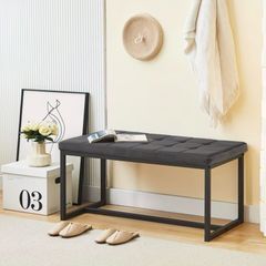 Velvet Upholstered Dining Bench (Free Delivery) Grey or Green