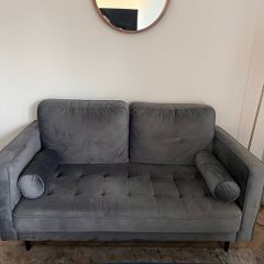 Grey Velvet Sofa & Armchair Set  Excellent Condi