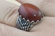 Genuine Red Agate Ring in 925 Sterling Silver Elegant Gemstone Jewelry Gift