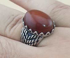 Genuine Red Agate Ring in 925 Sterling Silver Elegant Gemstone Jewelry Gift