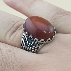 Genuine Red Agate Ring in 925 Sterling Silver Elegant Gemstone Jewelry Gift