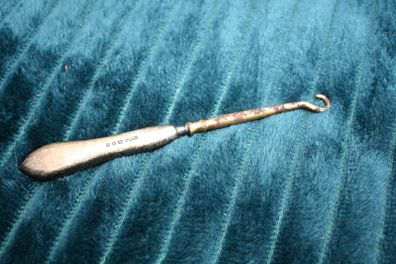 Antique Hallmarked Silver Button Hook, Clothing Hook, Silver handle, clothing accessory, boot and shoe